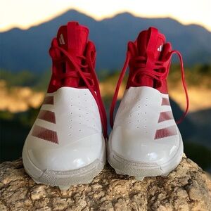 Adidas Bold Red and Crisp White Athletic Shoes